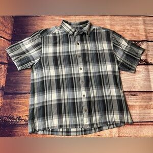 Tommy Bahama Short Sleeve Shirt Men Large Gray Plaid Button up 100% Silk #1738